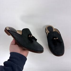 Sperry Seaport Levy Loafer Women's 7 Black Leather Tasseled Mule Block Heel